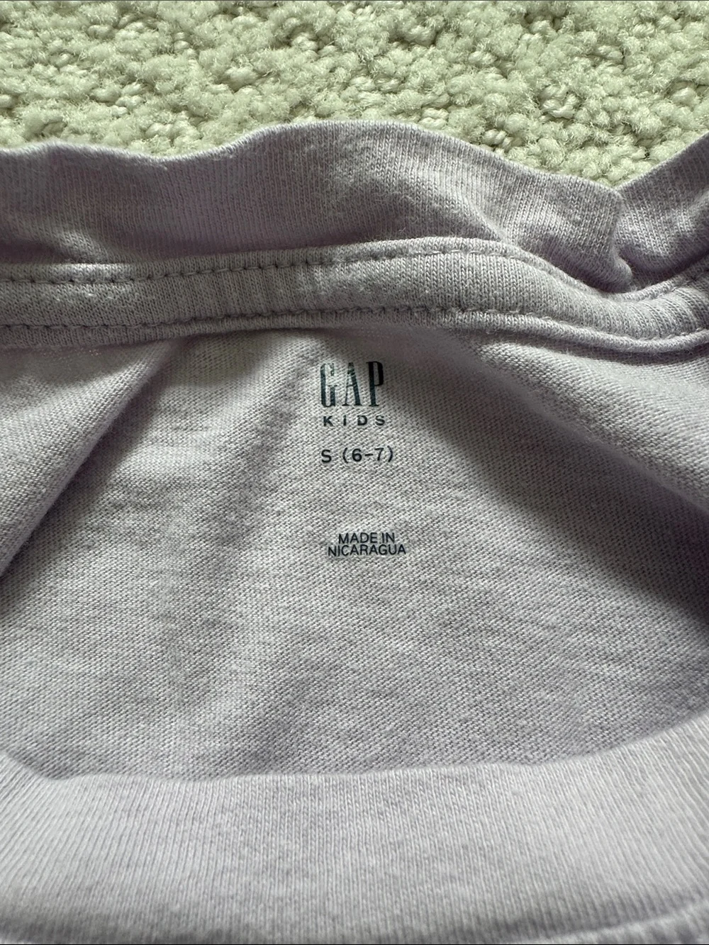 GAP Lavender Tee with Yellow Pink and Blue Rainbow